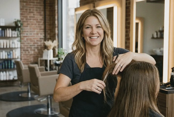 La coiffeuse toujours au travail dans son salon lyonnais