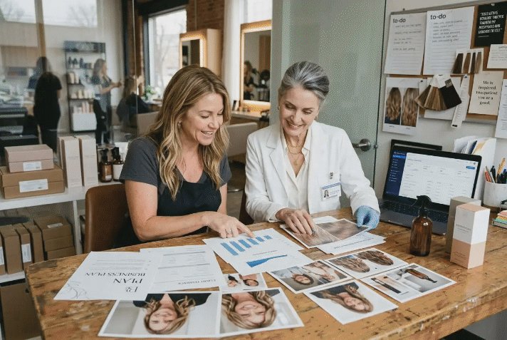 Les deux femmes passent en revue les résultats des tests